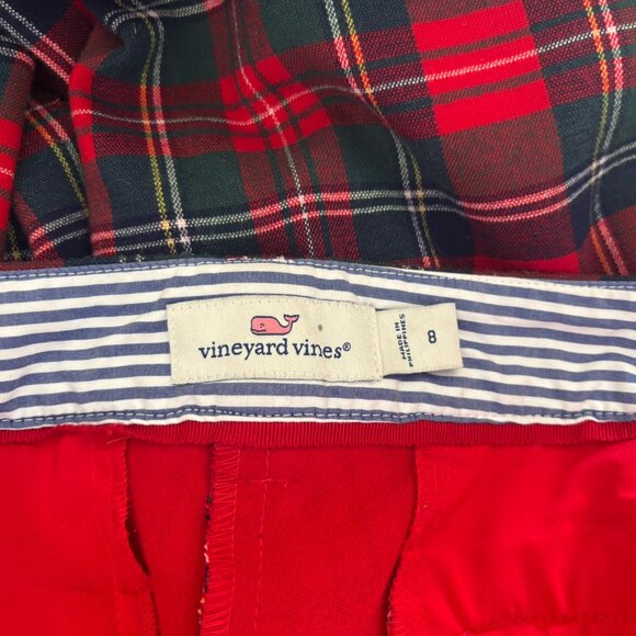 Vineyard Vines Red Plaid Straight Leg Pants - Size 8 - Picture 4 of 5